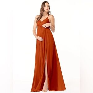 Azazie Rust Maxi Dress Size A8